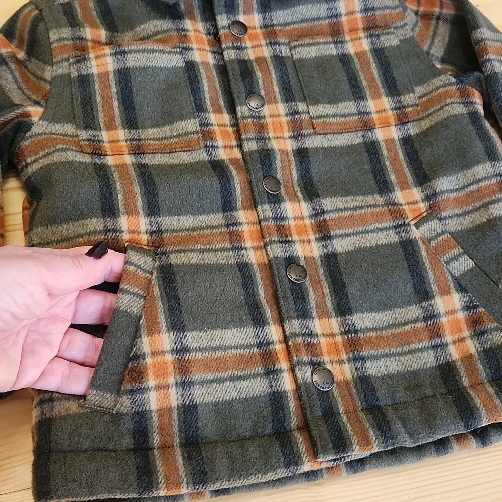 Old Navy Toddler Sherpa Lined Plaid Jacket Shirt Snap Buttons Pockets 4T